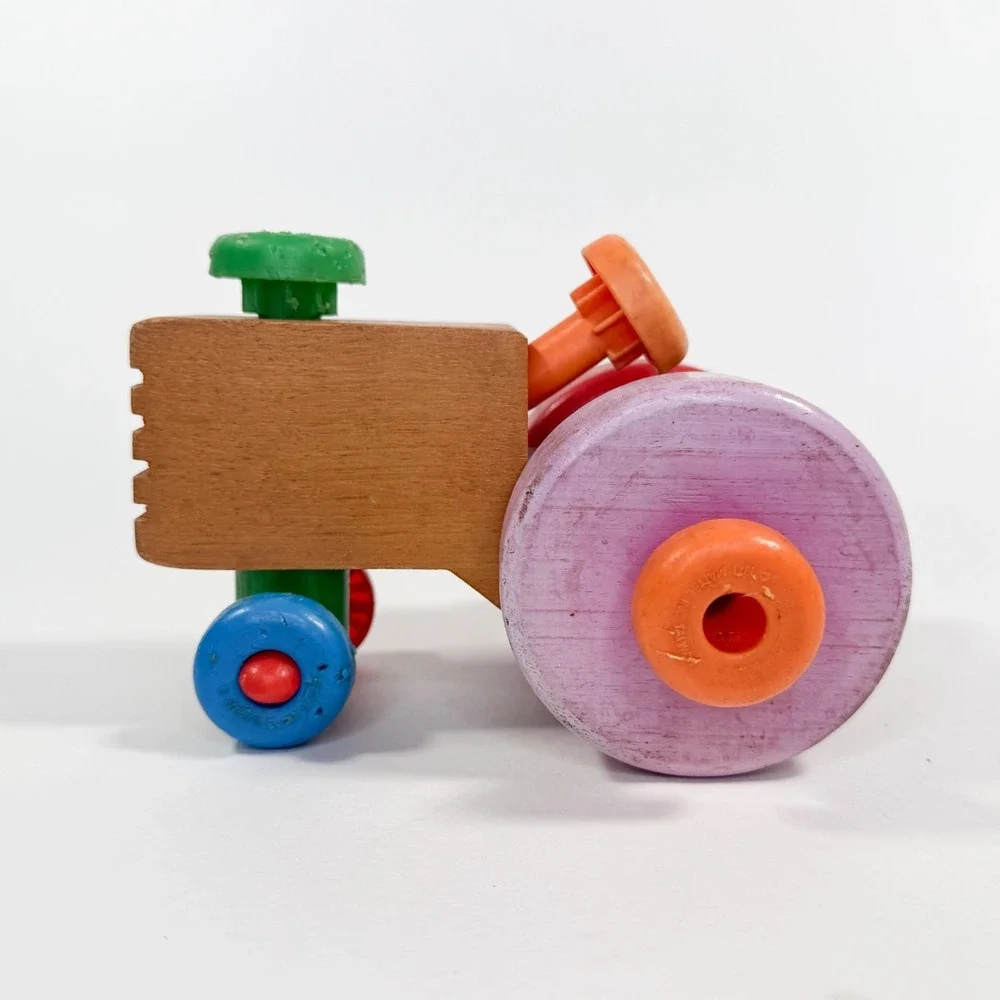 Vintage 1971 Mattel Wooden Toy Car‎ Toddler Push Pull Vehicle Taiwan